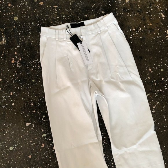 SPRWMN Trouser Pants White Leather Lamb Skin Crop - Picture 7 of 15